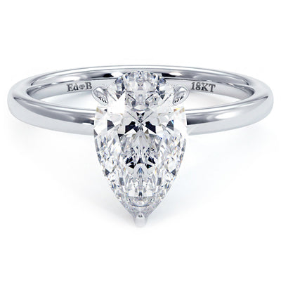 Pear Shape Hidden Halo Micropavé Wire Basket With Plain Gold Shank Engagement Ring Setting