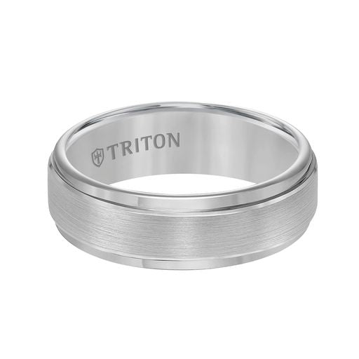 Step Edge Brush Finish Classic Wedding Band