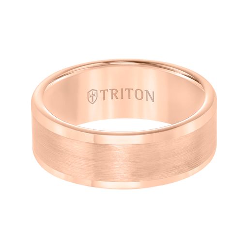 Roll Edge Satin Finish Flat Center Wedding Band